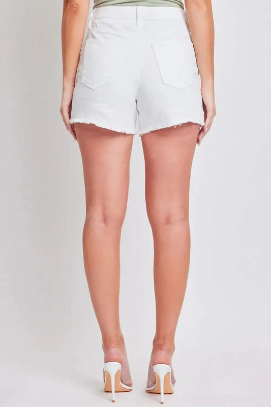 YMI Jeanswear Distressed Frayed Hem Denim Shorts in - photo