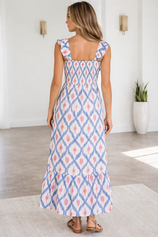 Deborah Waist Ruffle Sleeve Dress