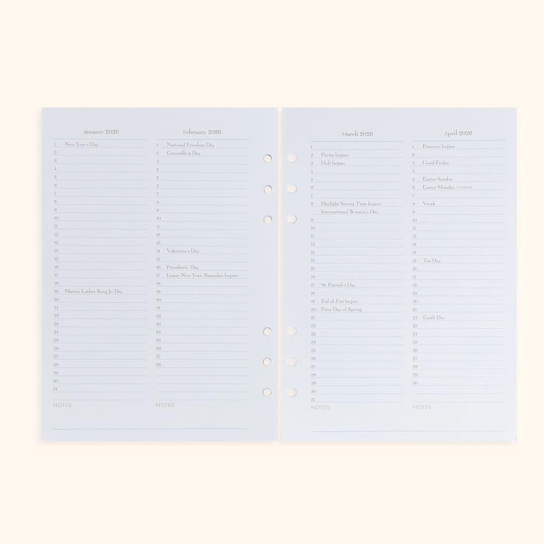 A5 Inserts for Weekly Planner Personal Portfolio 2026 in - retail photo