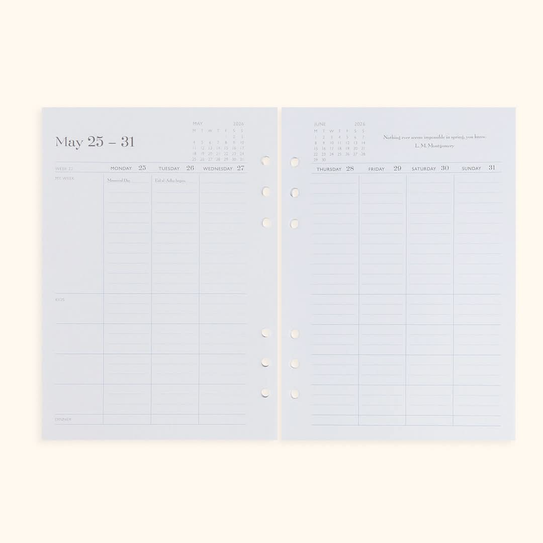 A5 Inserts for Weekly Planner Personal Portfolio 2026 in - retail photo