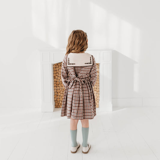 Brushed Gingham Sailor Collar Dress in - Dress photo