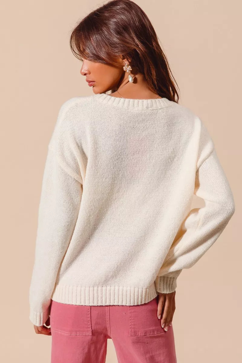SO ME Heart Cherry Knitted Valentine Sweater Top in - photo