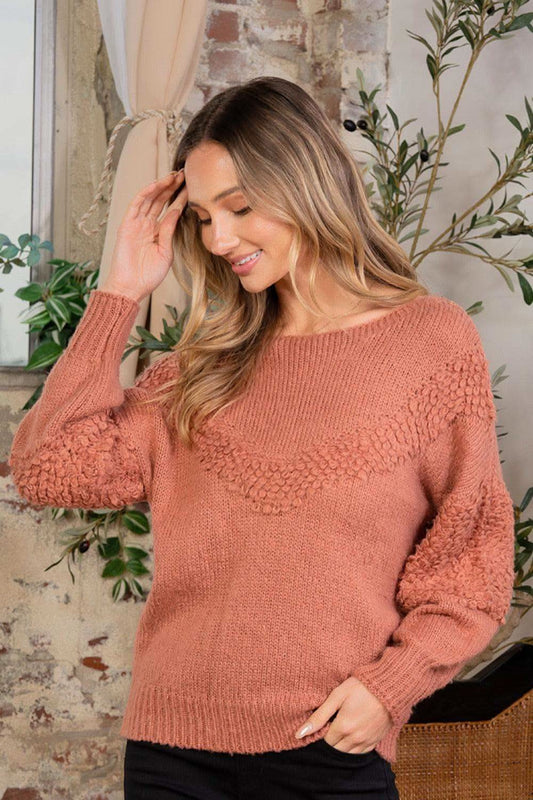 Sew In Love Boat Neck Long Sleeve Sweater in - photo