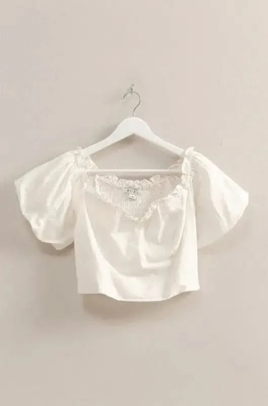 HYFVE Puff Sleeve Sweetheart Neck Top in - photo