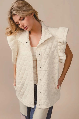 BiBi Quilting Knit Ruffle Sleeve Vest - SwagglyLife Home & Fashion