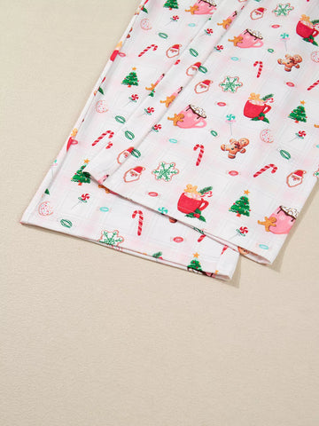 Christmas Spirit Cute Holiday Print Short Sleeve Shirt and Pants 2pcs Pajama Set in - photo