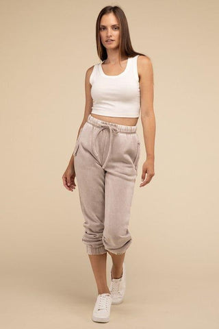 Acid Wash Fleece Sweatpants with Pockets - SwagglyLife Home & Fashion