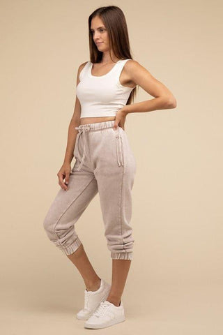 Acid Wash Fleece Sweatpants with Pockets - SwagglyLife Home & Fashion
