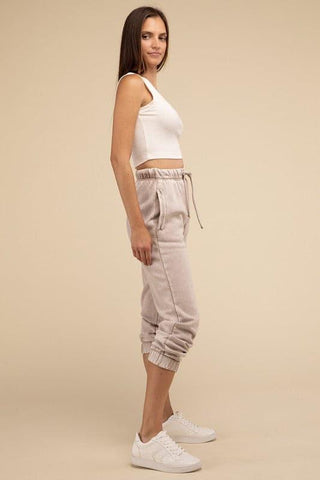 Acid Wash Fleece Sweatpants with Pockets - SwagglyLife Home & Fashion