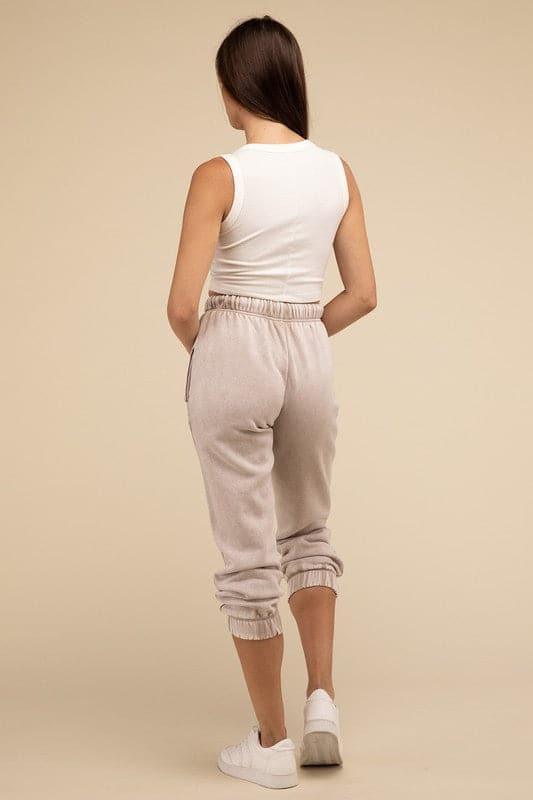 Acid Wash Fleece Sweatpants with Pockets - SwagglyLife Home & Fashion
