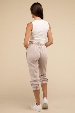 Acid Wash Fleece Sweatpants with Pockets - SwagglyLife Home & Fashion