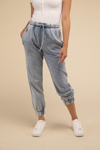 Acid Wash Fleece Sweatpants with Pockets - SwagglyLife Home & Fashion