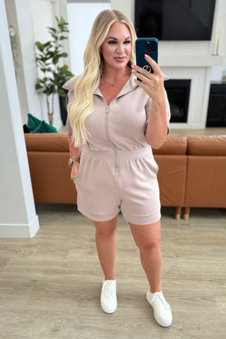 Active Aura Collared Romper in Mocha - SwagglyLife Home & Fashion
