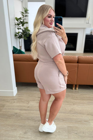 Active Aura Collared Romper in Mocha - SwagglyLife Home & Fashion