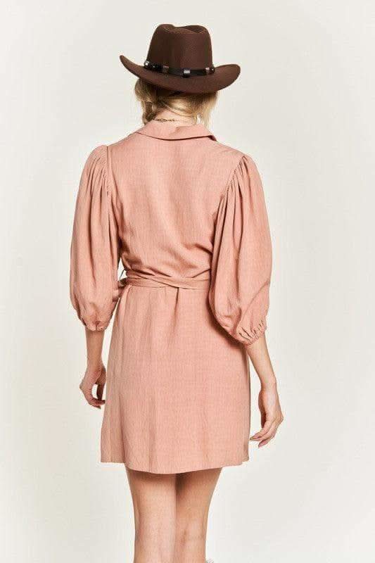 Addie Half Sleeve Belted Dress - SwagglyLife Home & Fashion