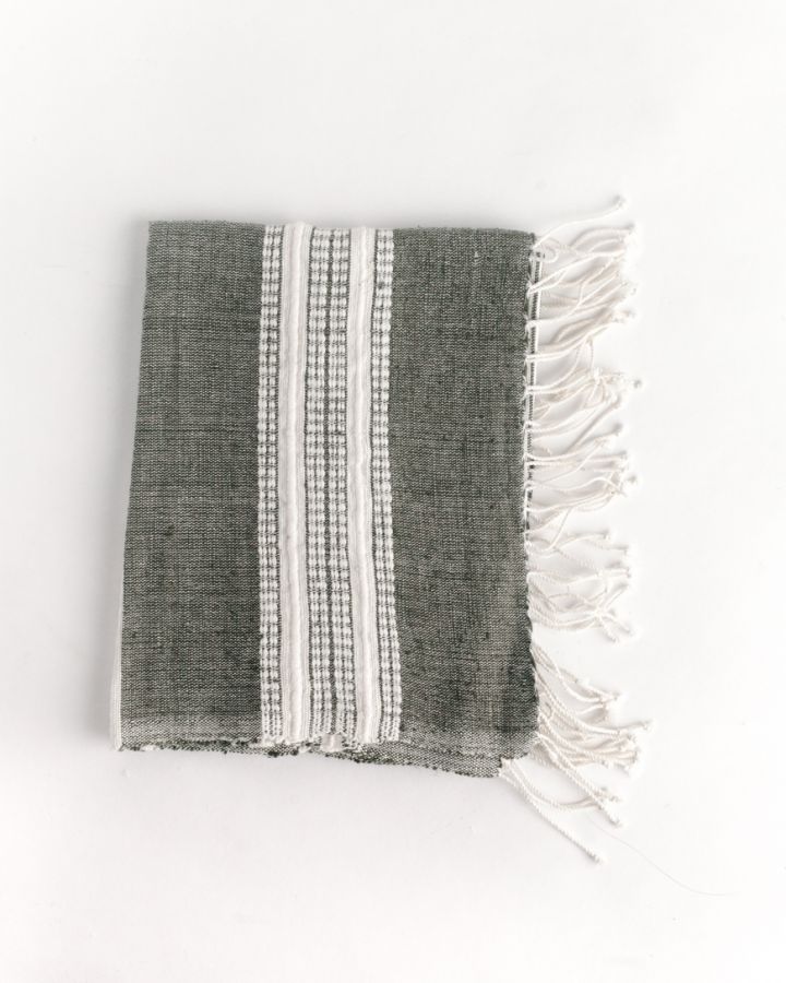 Aden Cotton Hand Towel in Grey with Natural - Kitchen Towels photo