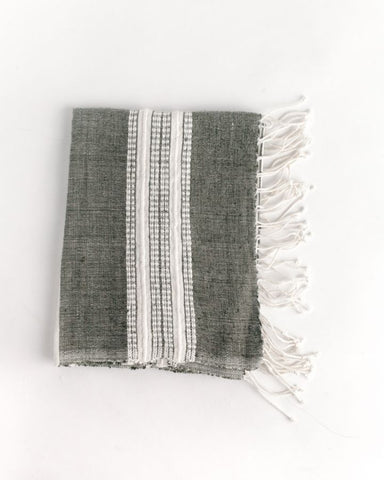 Aden Cotton Hand Towel in Grey with Natural - Kitchen Towels photo
