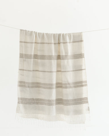 Aden Cotton Throw Blanket in Natural with Stone - Blankets photo