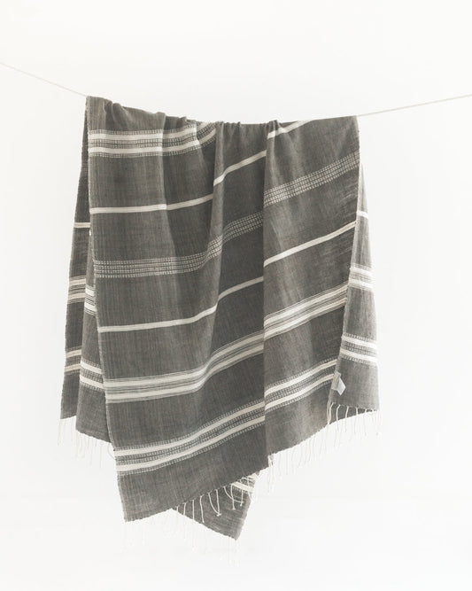 Aden Cotton Throw Blanket in Grey with Natural - Blankets photo