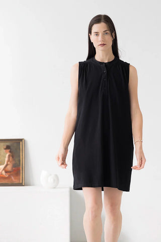 Aisha Relaxed Sleeveless Sleep Mini Tunic in Black - NIGHTSHIRTS photo