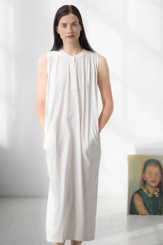 Aisha Relaxed Sleeveless Sleep Maxi Tunic in Soft White - NIGHTGOWN photo