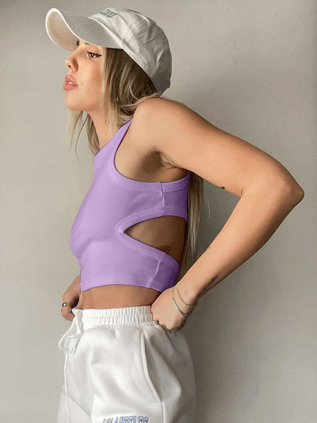 Alex Cutout Round Neck Tank - SwagglyLife Home & Fashion