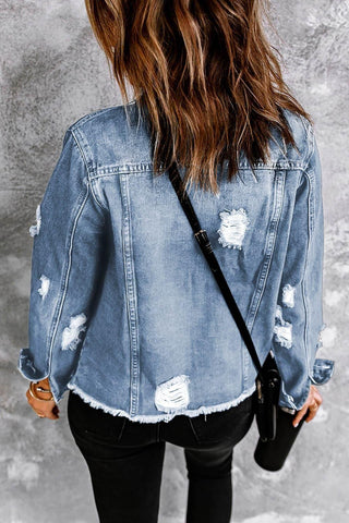 Distressed Raw Hem Denim Jacket, 3 Colors - SwagglyLife Home & Fashion