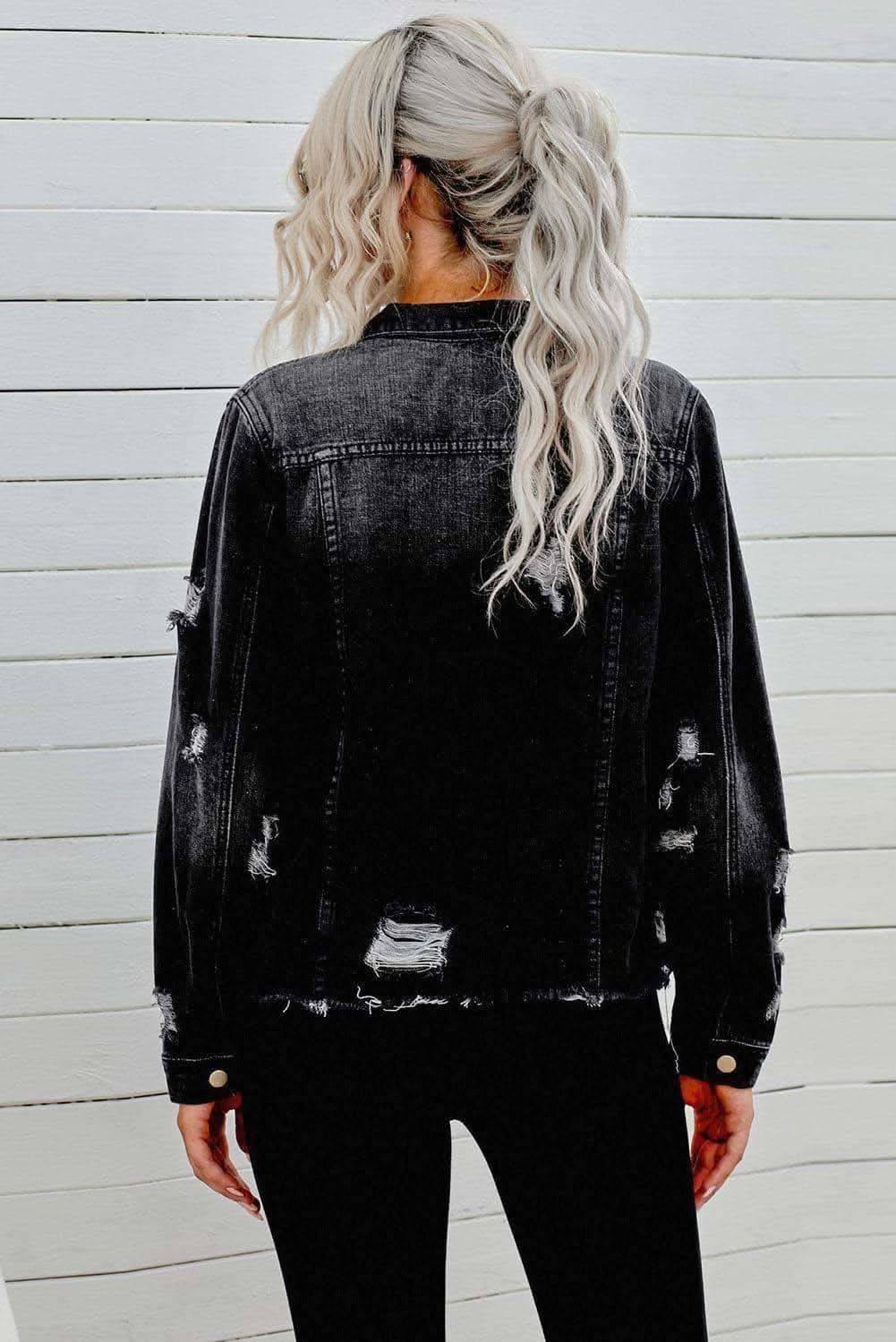 Distressed Raw Hem Denim Jacket, 3 Colors - SwagglyLife Home & Fashion