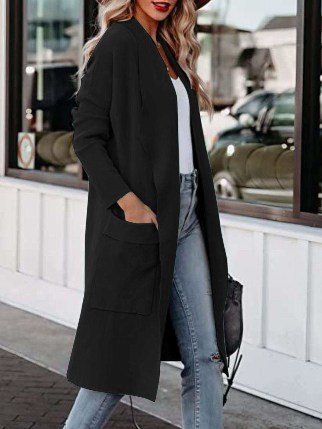 Angie Open Front Dropped Shoulder Outerwear - SwagglyLife Home & Fashion