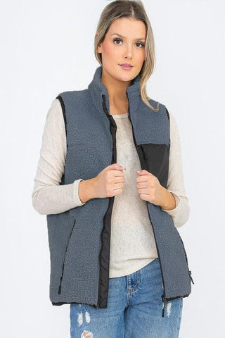 Aria Sherpa Fleece Vest Top Jacket - SwagglyLife Home & Fashion