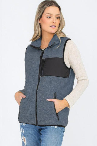 Aria Sherpa Fleece Vest Top Jacket - SwagglyLife Home & Fashion