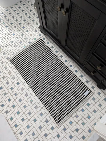Artisan Bathmat Collection - Soft, Quick-Drying & Stylish - 100% Turkish Cotton in Black Small (20 in x 31 in) - Bath Mat photo