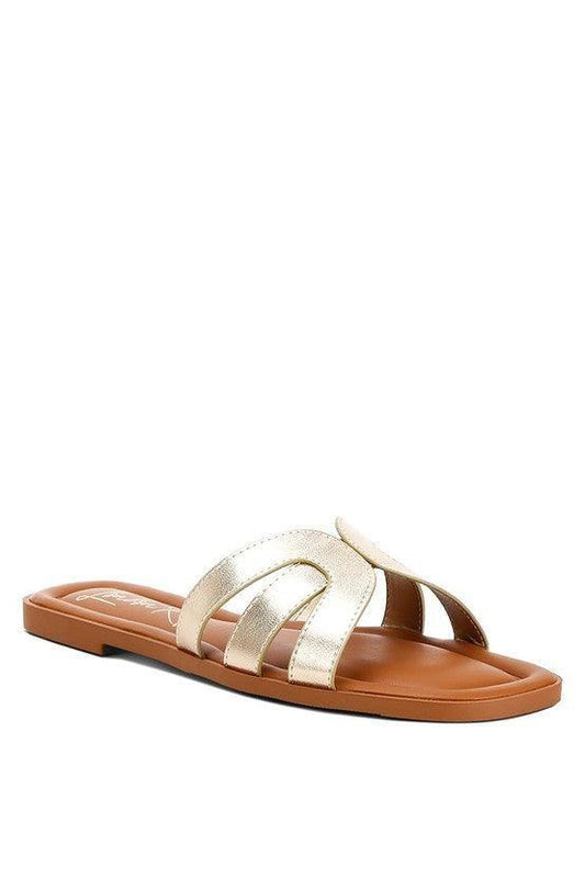 Aura Faux Leather Flat Sandals - SwagglyLife Home & Fashion