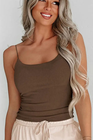 Ribbed Scoop Neck Cami - SwagglyLife Home & Fashion