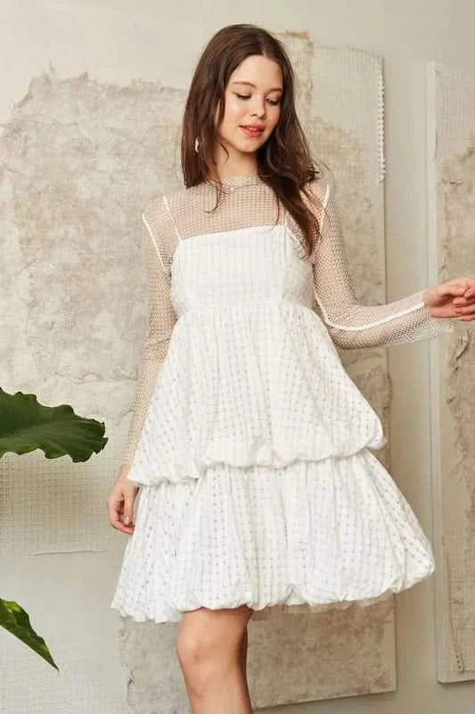 Davi & Dani Checker Print Side Pockets Textured Mini Dress in - photo