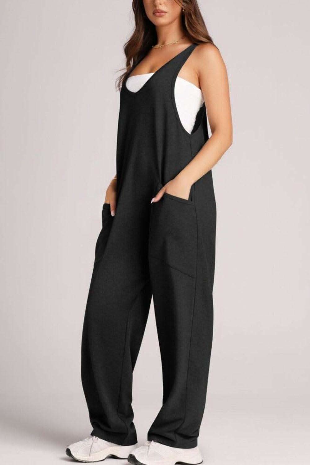 Lovelet V-Neck Wide Strap Overalls - SwagglyLife Home & Fashion