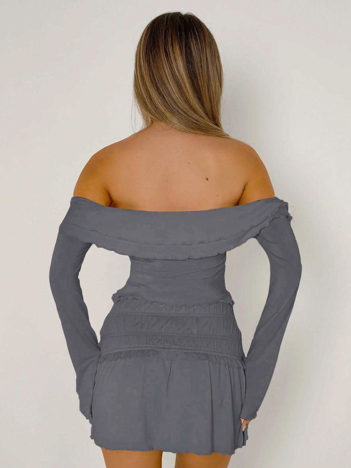 Devine Twisted Ruffled Off-Shoulder Long Sleeve T-Shirt in - tops photo