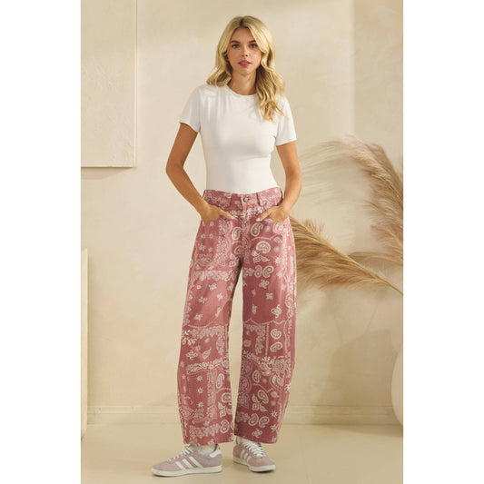 Vintage Pink Paisley Denim in Mauve - photo