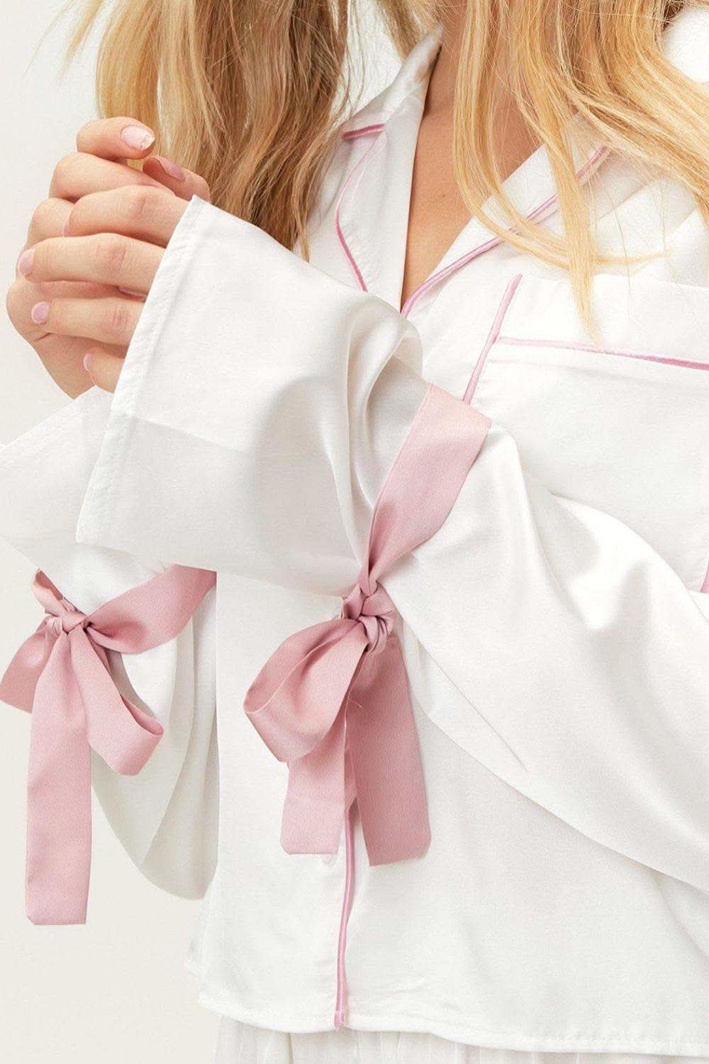 Basic Bae Tied Cuff Collared Neck Top and Frill Shorts Lounge Set - SwagglyLife Home & Fashion