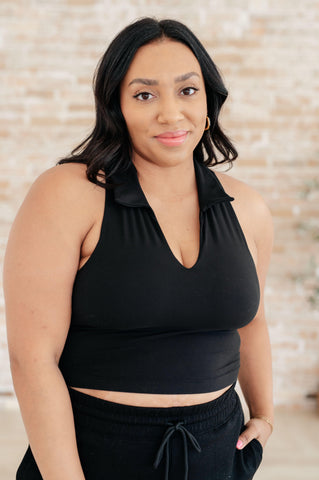Backcourt Collared V-Neck Tank in Black - SwagglyLife Home & Fashion