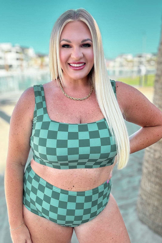 Bali Checkered High Waisted Swim Bottoms in - Swimwear photo