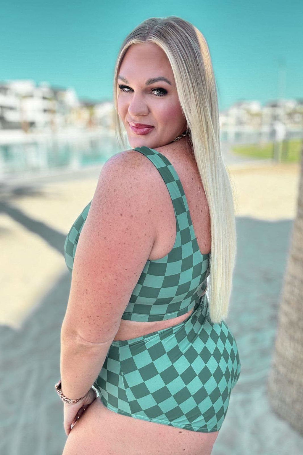 Bali Checkered High Waisted Swim Bottoms - SwagglyLife Home & Fashion