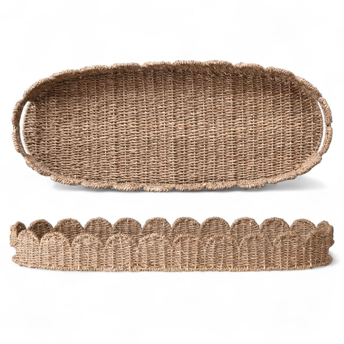 Hand-Woven Bankuan Scalloped Tray with Handles in - Baskets & Storage photo