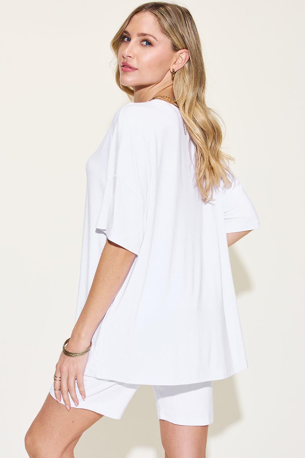 Basic Bae Full Size V-Neck Drop Shoulder T-Shirt and Shorts Set - SwagglyLife Home & Fashion