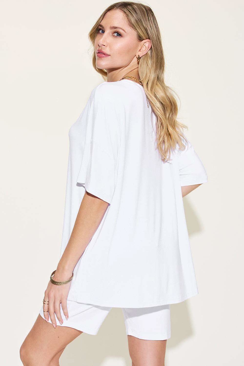 Basic Bae Full Size V-Neck Drop Shoulder T-Shirt and Shorts Set - SwagglyLife Home & Fashion