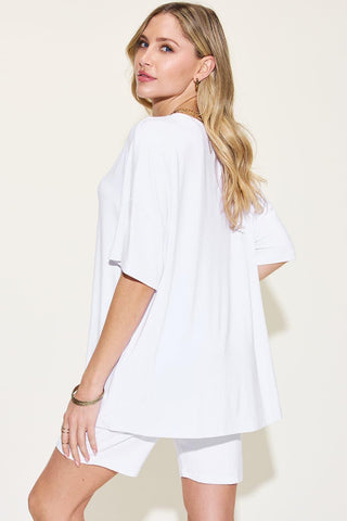 Basic Bae Full Size V-Neck Drop Shoulder T-Shirt and Shorts Set - SwagglyLife Home & Fashion