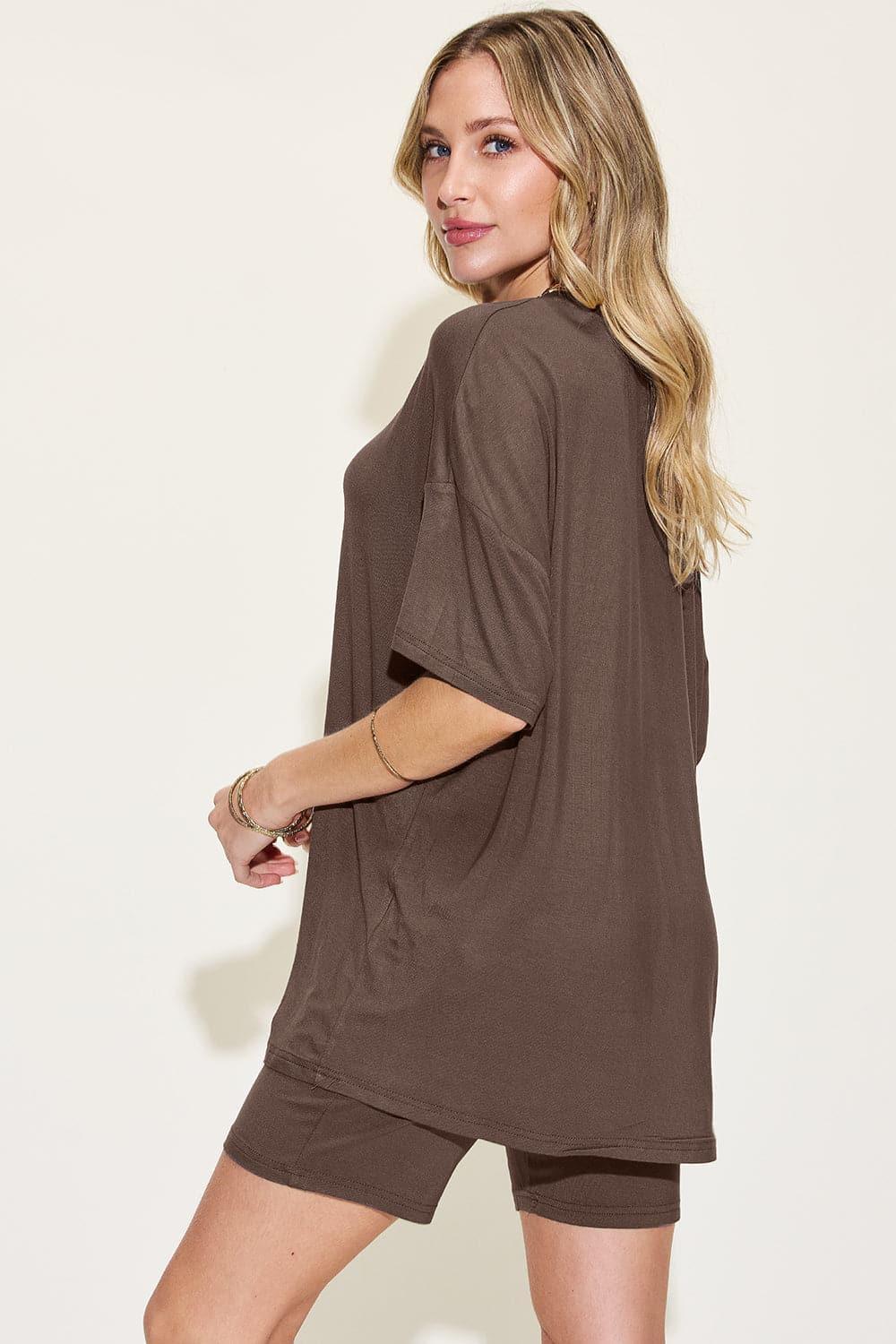 Basic Bae Full Size V-Neck Drop Shoulder T-Shirt and Shorts Set - SwagglyLife Home & Fashion