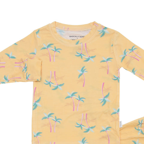Miami Palm Tree Yellow Two-Piece Set