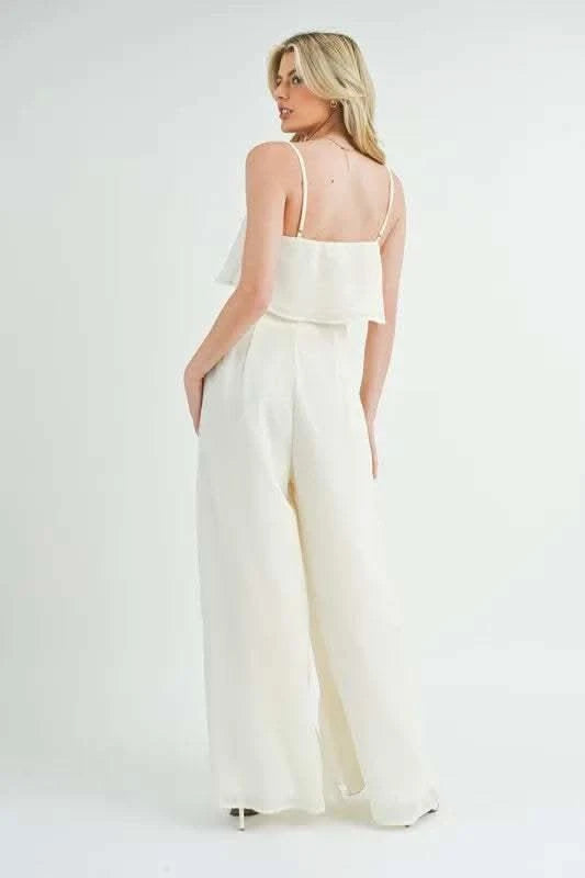 MABLE Crop Cami and Ruffled Wide Leg Pants Set - SwagglyLife Home & Fashion