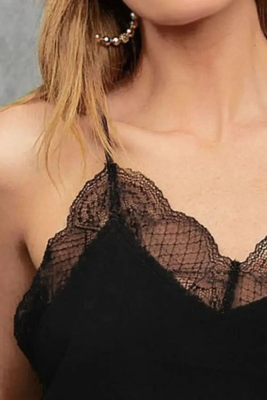 BiBi Lace Cami Solid Tank Top in - photo